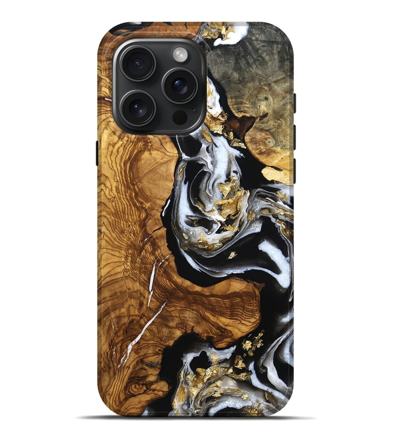 iPhone 16 Pro Max Wood Live Edge Phone Case - Jaylon (Black & White, 786760)