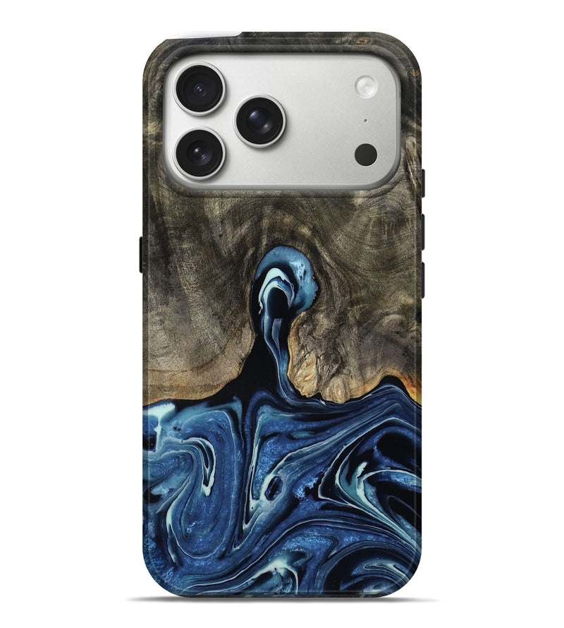 iPhone 17 Pro Max Wood Live Edge Phone Case - Vilma (Blue, 786763)