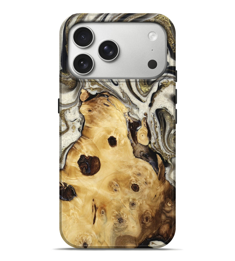iPhone 17 Pro Max Wood Live Edge Phone Case - Harlan (Black & White, 786767)