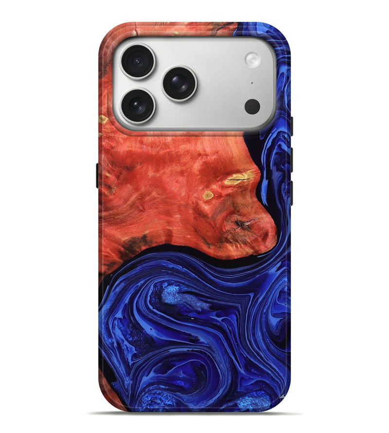 iPhone 17 Pro Max Wood Live Edge Phone Case - Chaya (Blue, 786769)
