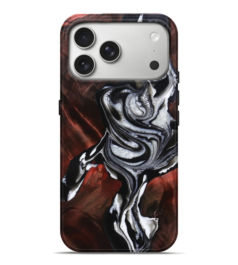 iPhone 17 Pro Max Wood Live Edge Phone Case - Araceli (Black & White, 786776)