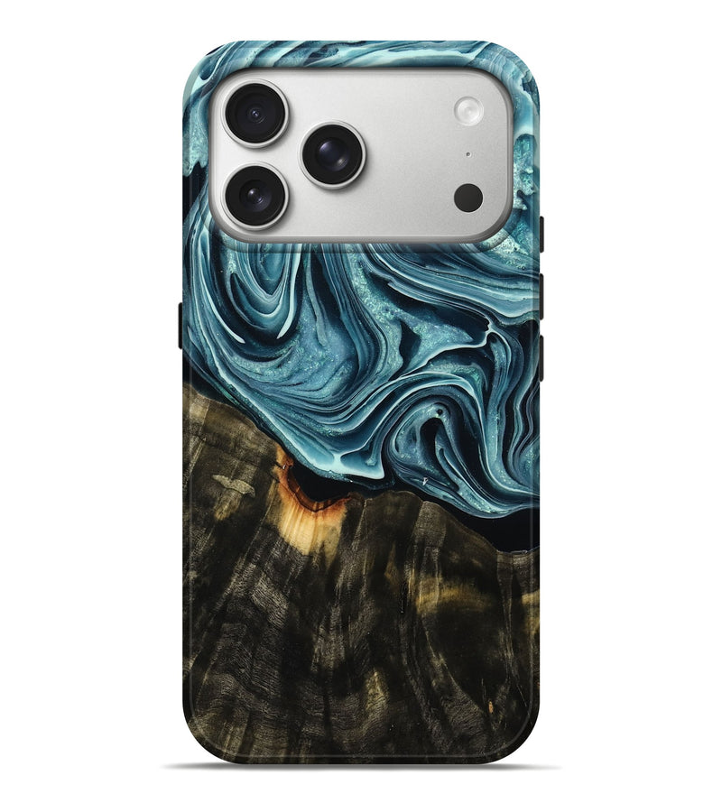 iPhone 17 Pro Max Wood Live Edge Phone Case - Henery (Blue, 786777)