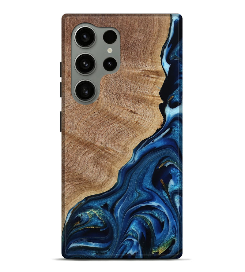 Galaxy S24 Ultra Wood Live Edge Phone Case - Tonia (Teal & Gold, 786968)