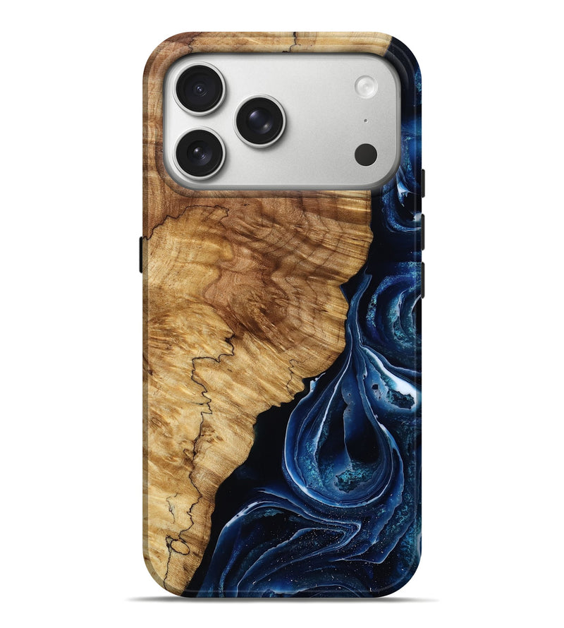 iPhone 17 Pro Max Wood Live Edge Phone Case - Hailee (Blue, 787005)