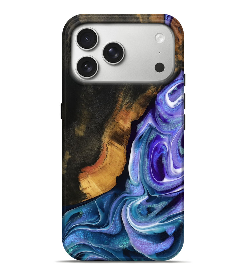 iPhone 17 Pro Max Wood Live Edge Phone Case - Earline (Blue, 787009)