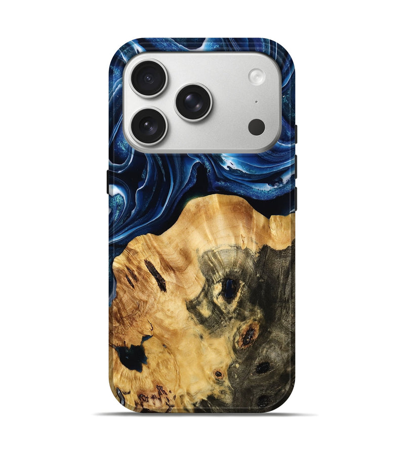 iPhone 17 Pro Wood Live Edge Phone Case - Musa (Blue, 787011)