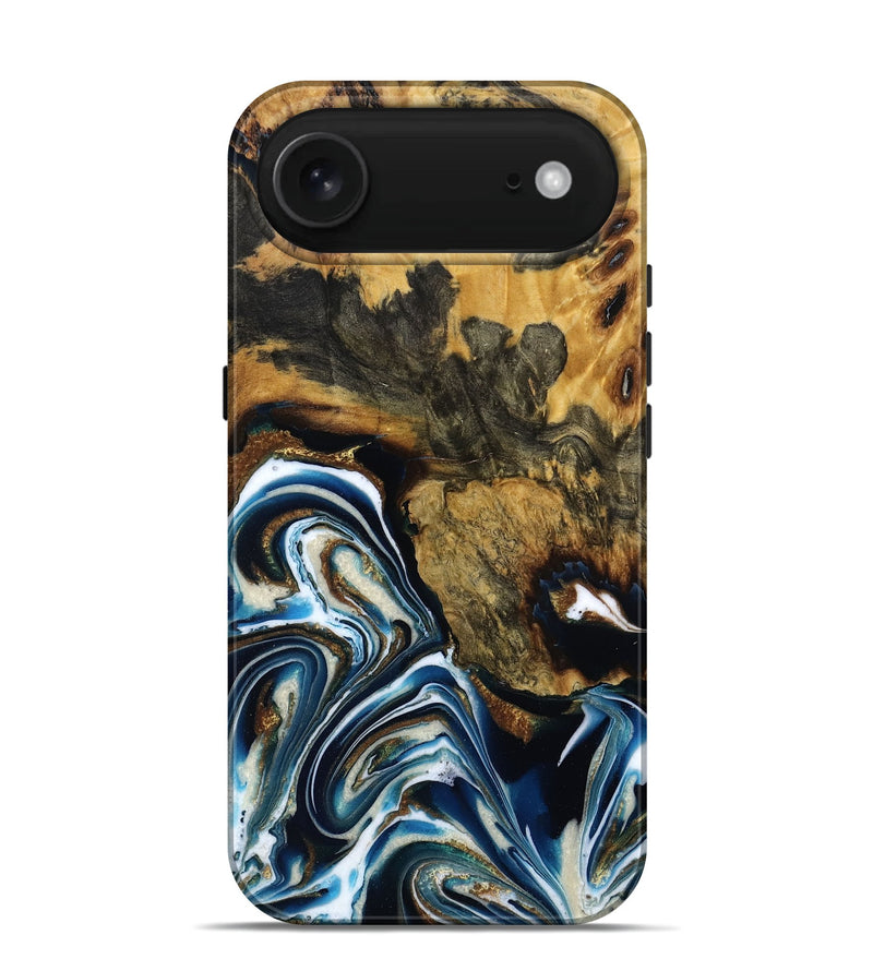 iPhone 17 Air Wood Live Edge Phone Case - George (Teal & Gold, 787017)