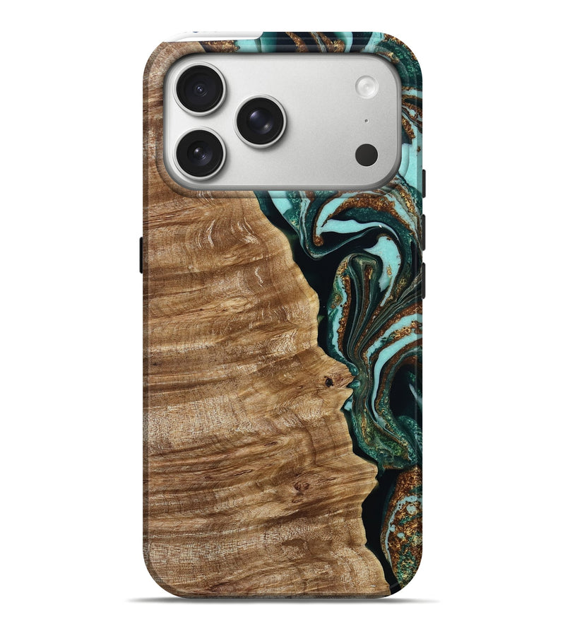 iPhone 17 Pro Max Wood Live Edge Phone Case - Felix (Green, 787018)