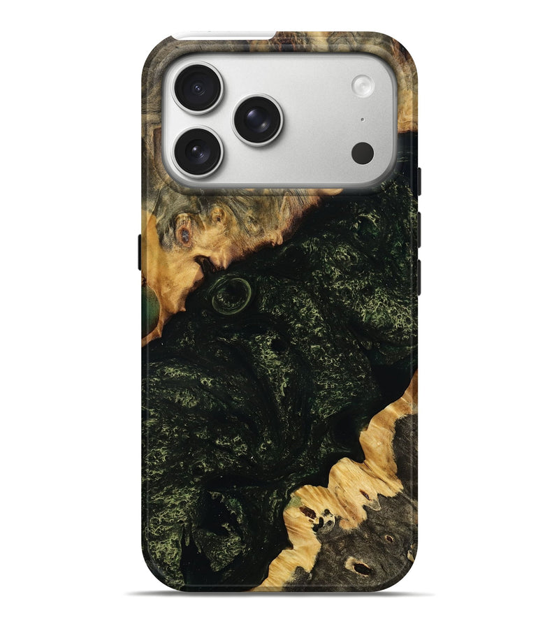 iPhone 17 Pro Max Wood Live Edge Phone Case - Mylie (Green, 787019)