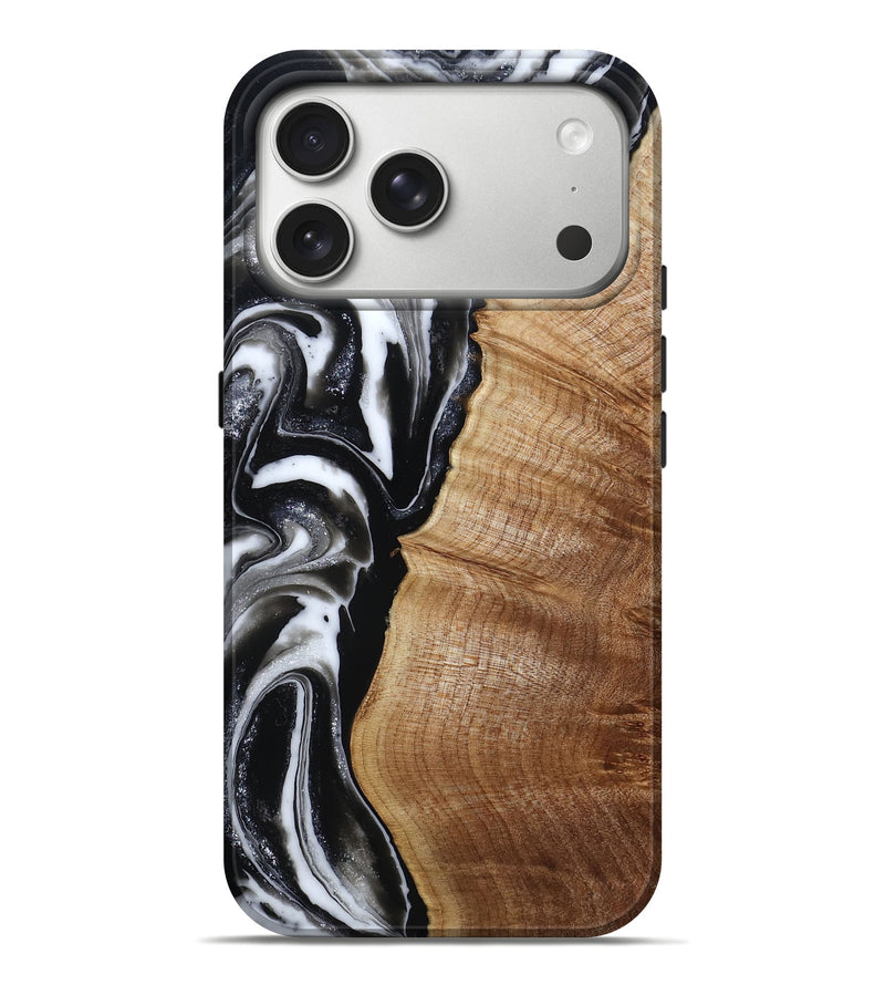 iPhone 17 Pro Max Wood Live Edge Phone Case - Cecil (Black & White, 787027)