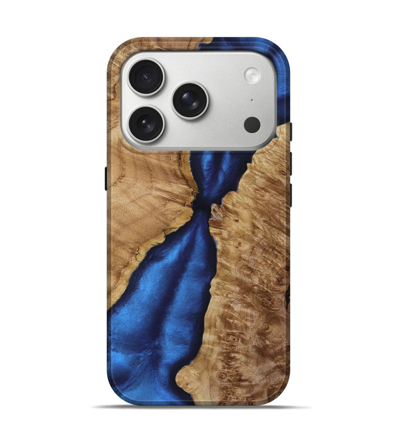 iPhone 17 Pro Wood Live Edge Phone Case - Ezra (Blue, 787044)