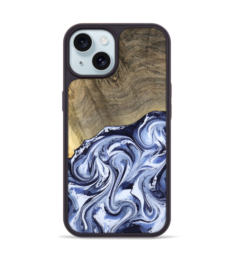 iPhone 15 Wood Phone Case - Nyasia (Blue, 787244)