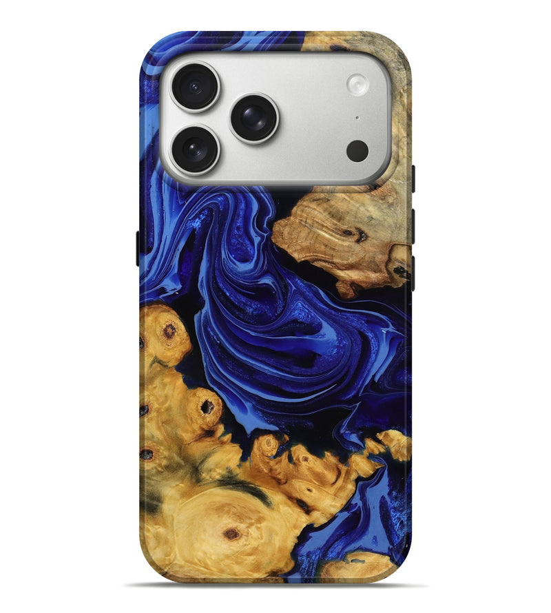 iPhone 17 Pro Max Wood Live Edge Phone Case - Elsa (Blue, 787314)