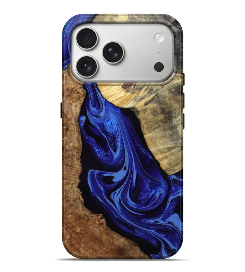 iPhone 17 Pro Max Wood Live Edge Phone Case - Leslie (Blue, 787315)