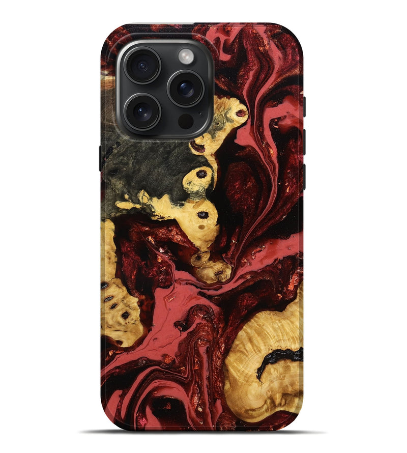 iPhone 16 Pro Max Wood Live Edge Phone Case - Lizeth (Red, 787333)
