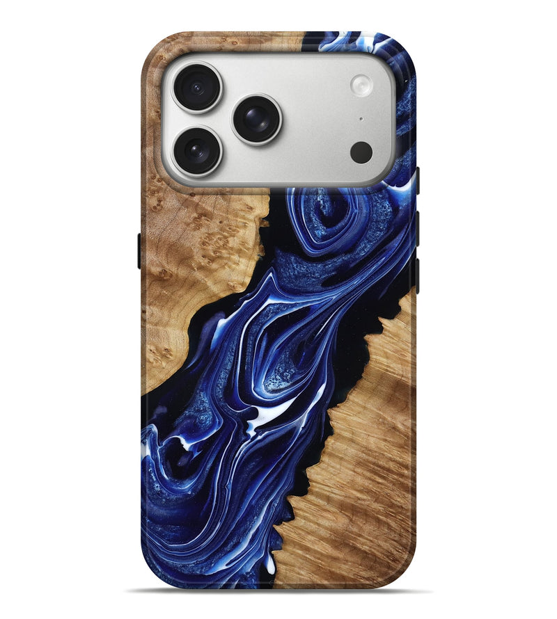 iPhone 17 Pro Max Wood Live Edge Phone Case - Alvina (Blue, 787349)
