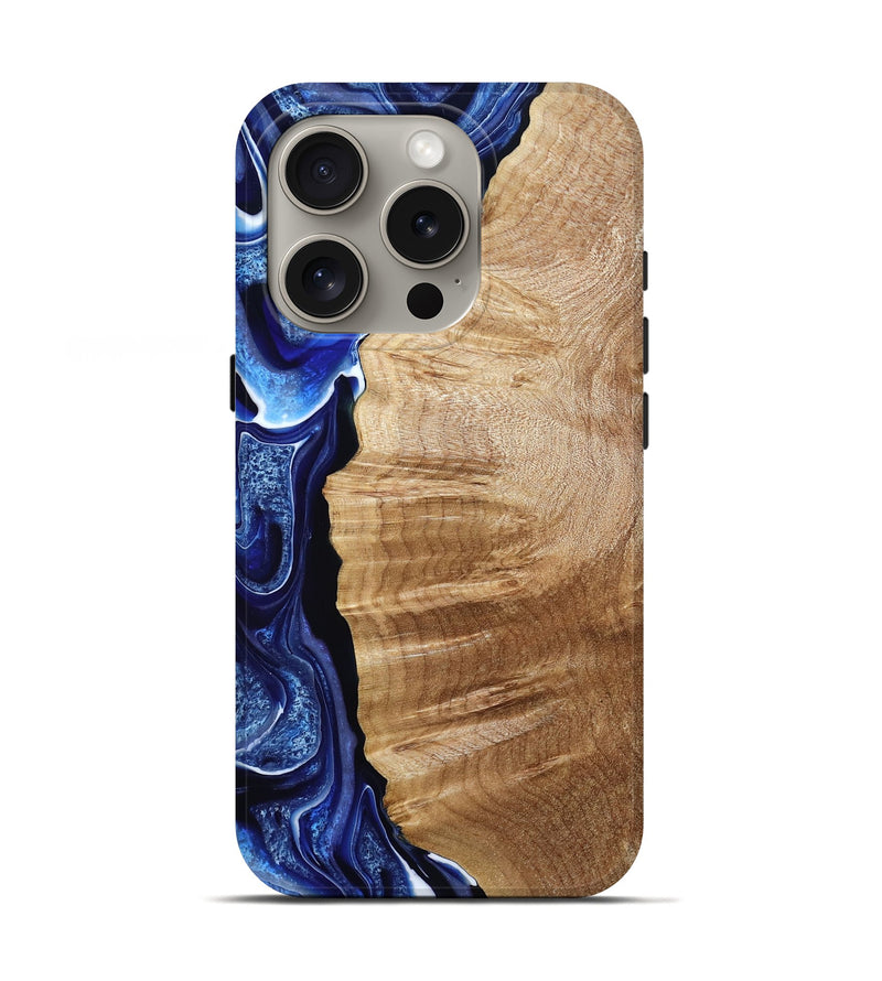 iPhone 16 Pro Wood Live Edge Phone Case - Jorge (Blue, 787368)