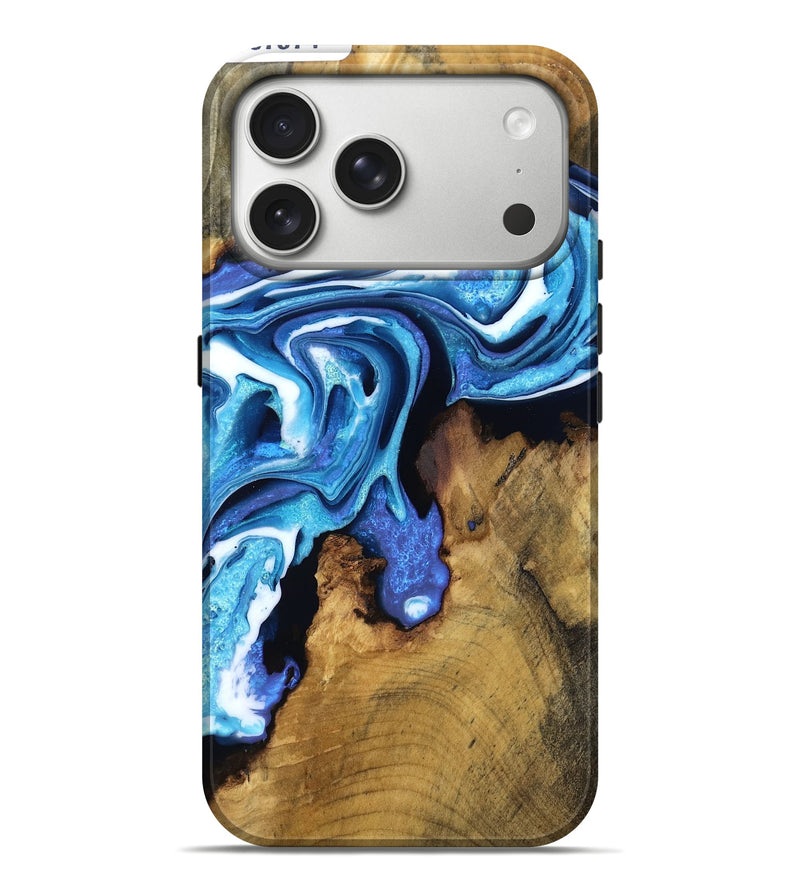 iPhone 17 Pro Max Wood Live Edge Phone Case - Calum (Blue, 787374)