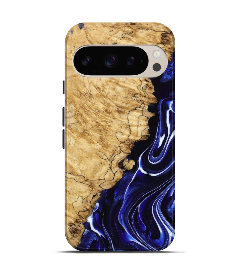 Pixel 9 Wood Live Edge Phone Case - Keaton (Blue, 787377)