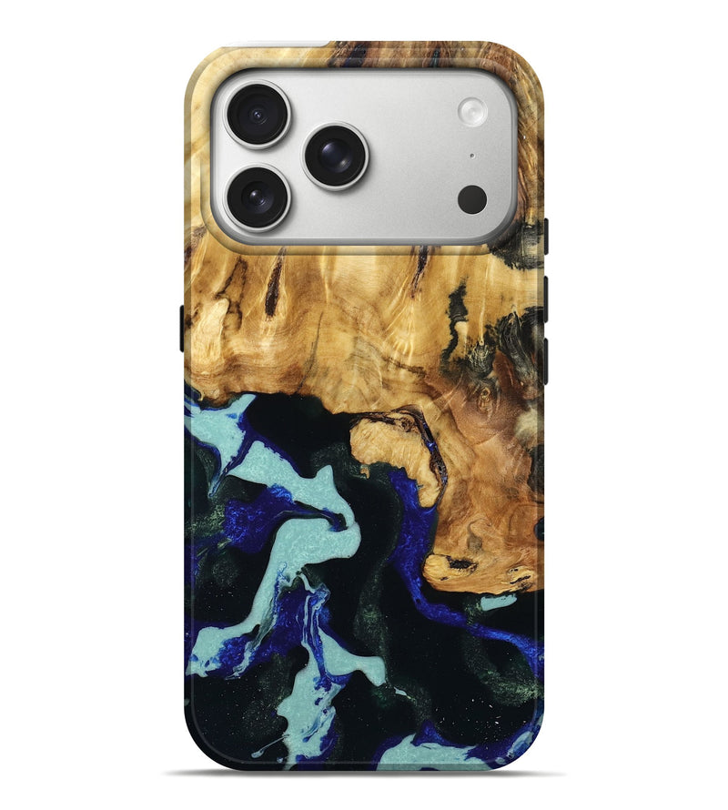 iPhone 17 Pro Max Wood Live Edge Phone Case - Clarisa (Blue, 787381)