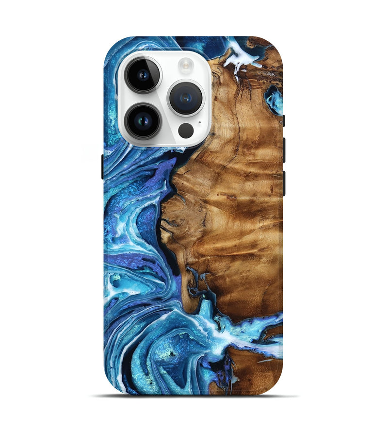 iPhone 15 Pro Wood Live Edge Phone Case - Truman (Blue, 787401)