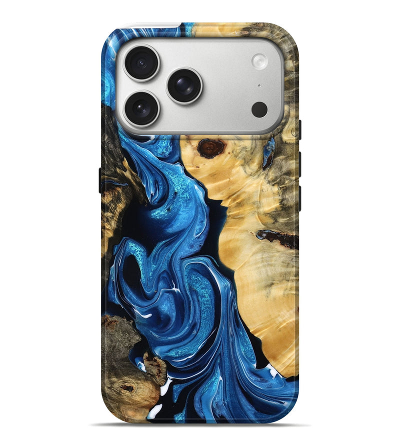 iPhone 17 Pro Max Wood Live Edge Phone Case - Indy (Blue, 787405)