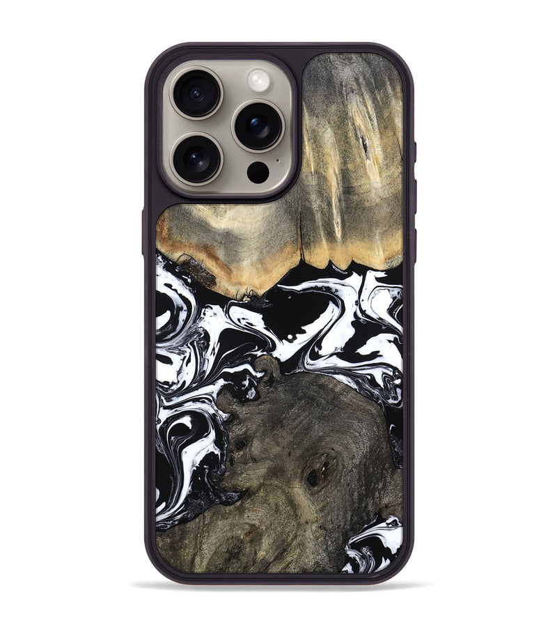 iPhone 15 Pro Max Wood Phone Case - Ishaan (Black & White, 787446)