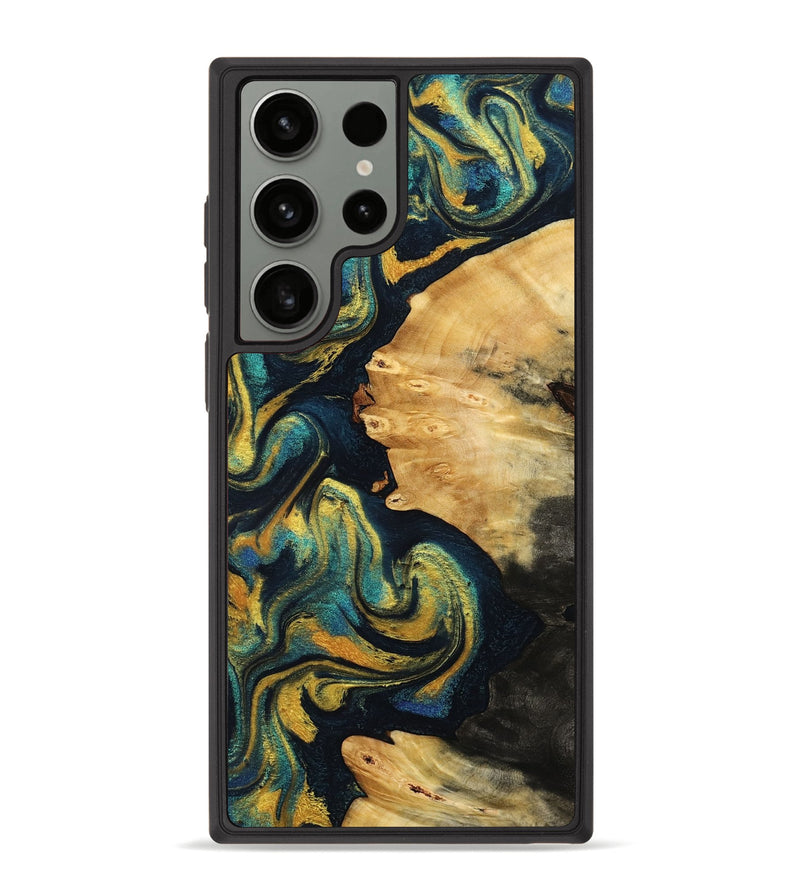Galaxy S23 Ultra Wood Phone Case - Castiel (Teal & Gold, 787468)