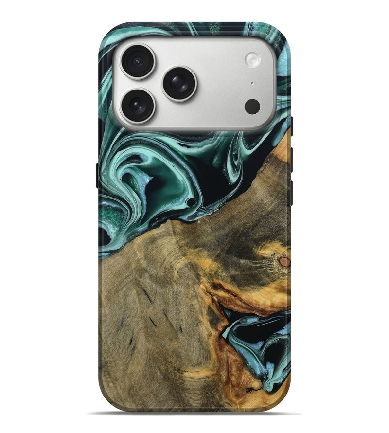 iPhone 17 Pro Max Wood Live Edge Phone Case - Erastus (Green, 787707)