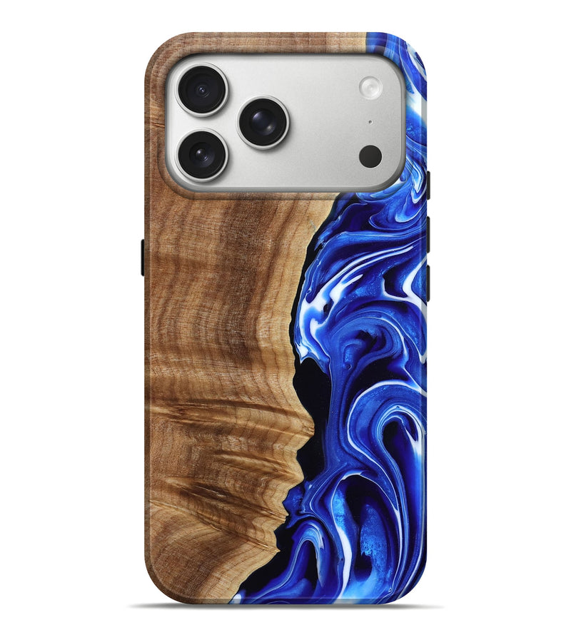 iPhone 17 Pro Max Wood Live Edge Phone Case - Eliza (Blue, 787708)