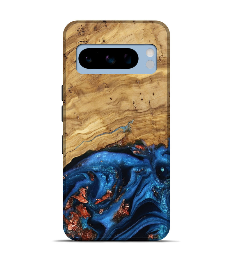 Pixel 8 Pro Wood Live Edge Phone Case - Zuri (Teal & Gold, 787713)