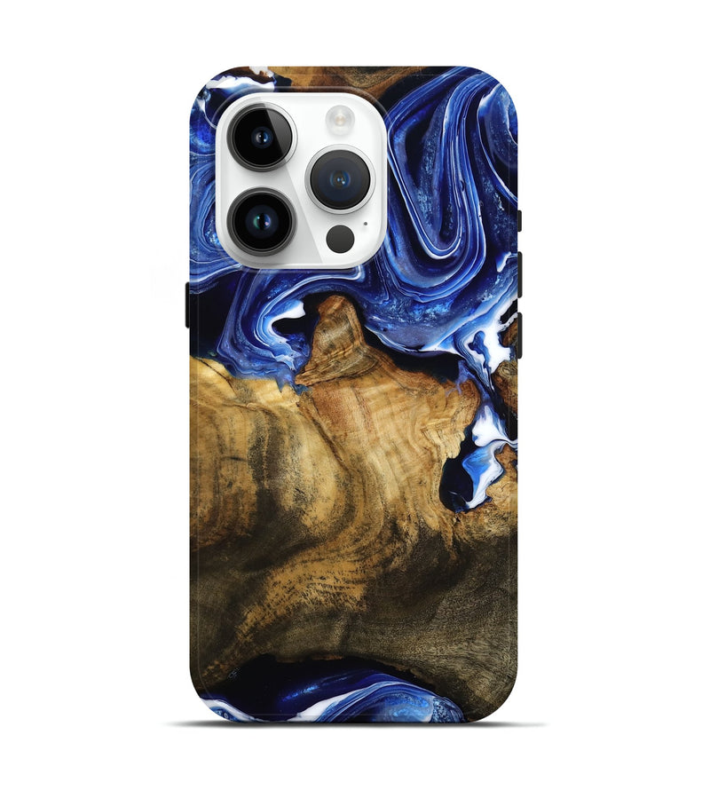 iPhone 15 Pro Wood Live Edge Phone Case - Azul (Blue, 787714)