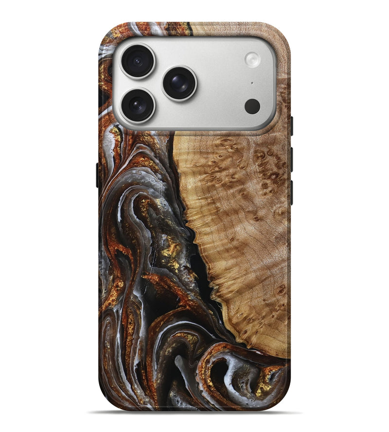iPhone 17 Pro Max Wood Live Edge Phone Case - Finley (Black & White, 787720)