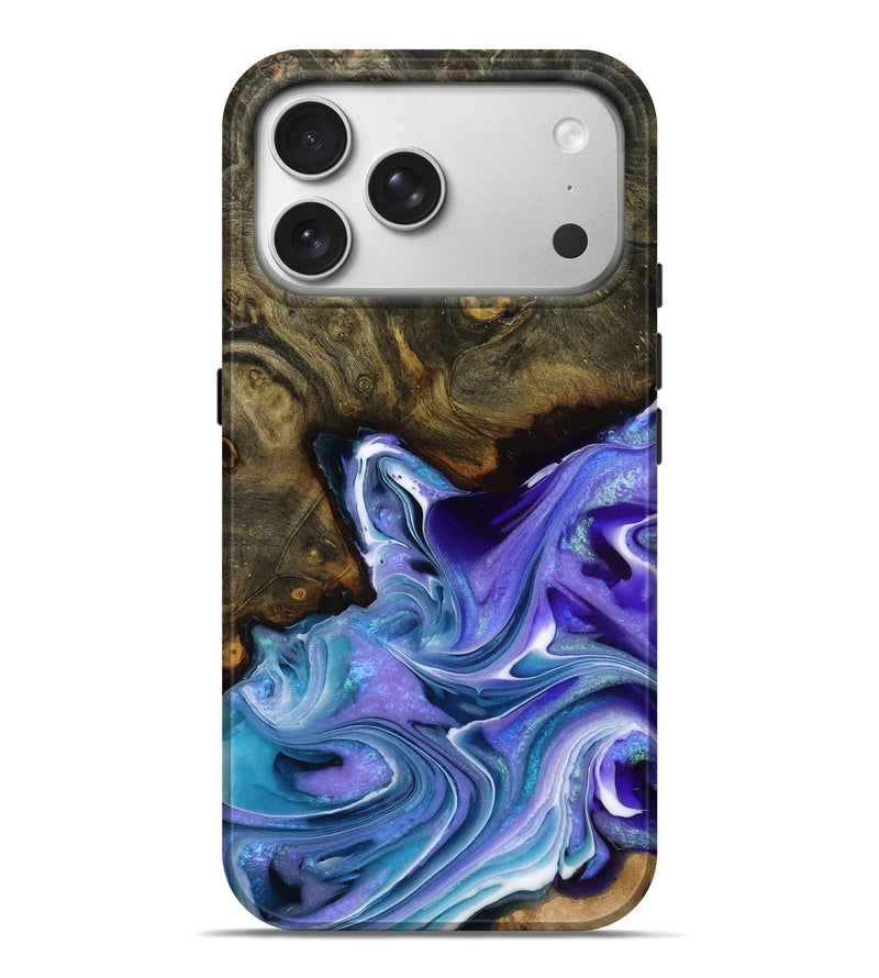 iPhone 17 Pro Max Wood Live Edge Phone Case - Gaye (Blue, 787726)