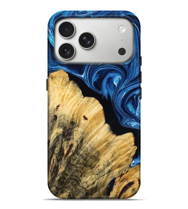 iPhone 17 Pro Max Wood Live Edge Phone Case - Hal (Blue, 787732)