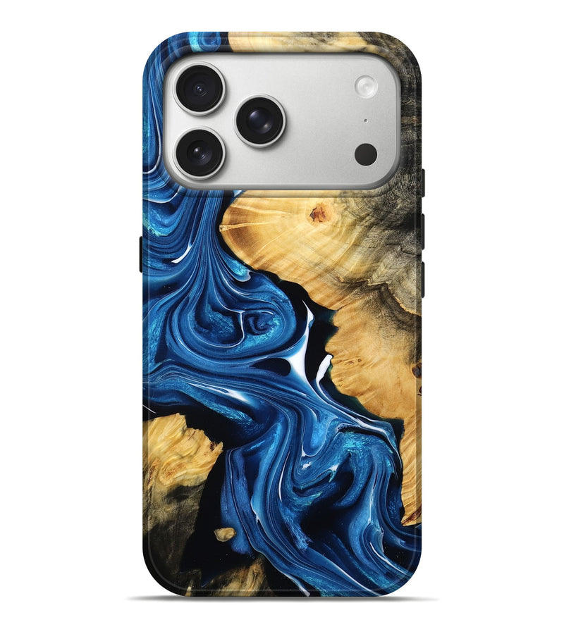 iPhone 17 Pro Max Wood Live Edge Phone Case - Boone (Blue, 787734)