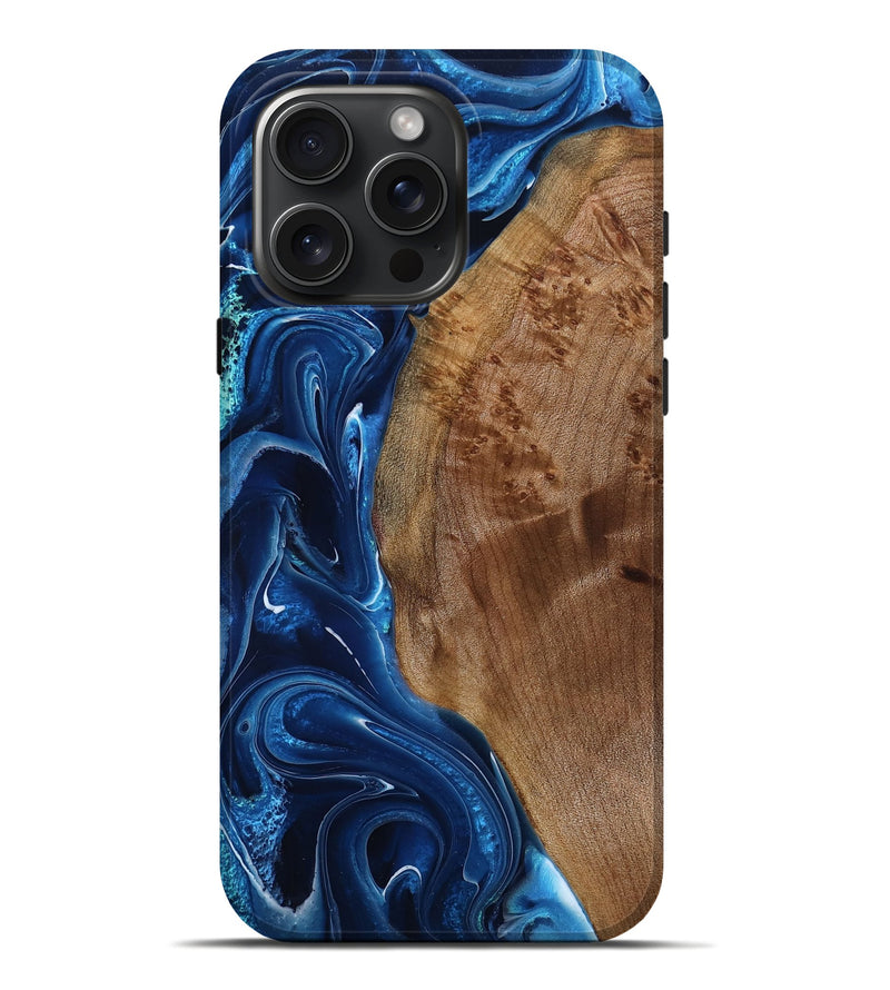 iPhone 16 Pro Max Wood Live Edge Phone Case - Clair (Blue, 787735)