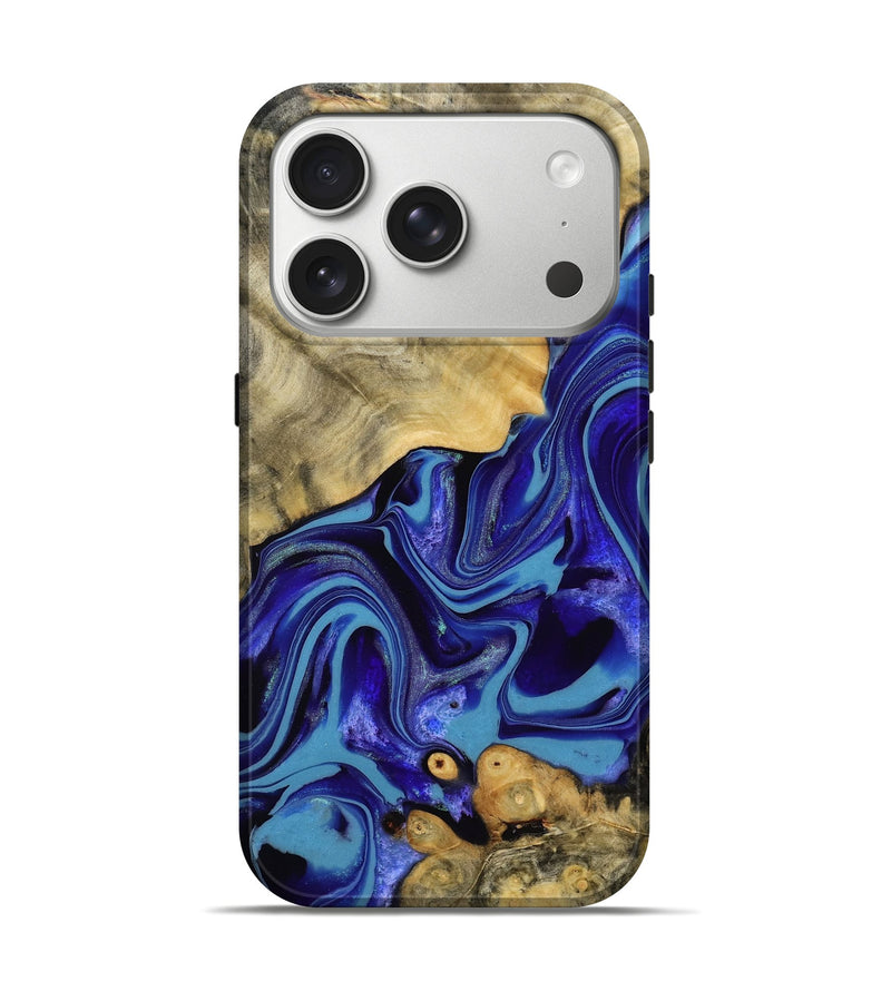 iPhone 17 Pro Wood Live Edge Phone Case - Pamela (Blue, 787737)