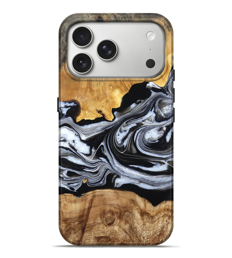 iPhone 17 Pro Max Wood Live Edge Phone Case - Porter (Black & White, 787738)