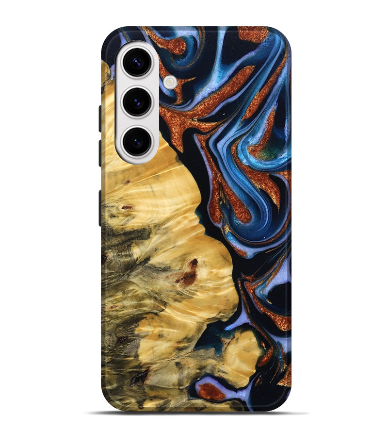 Galaxy S25 Plus Wood Live Edge Phone Case - Creed (Teal & Gold, 787743)