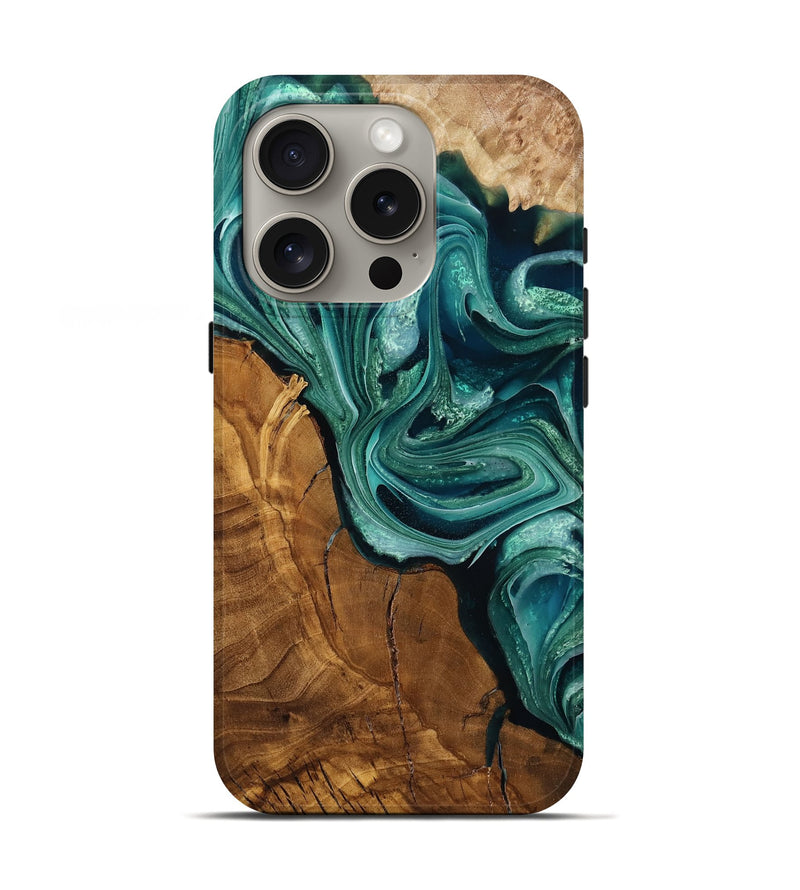 iPhone 16 Pro Wood Live Edge Phone Case - Darrick (Green, 787755)