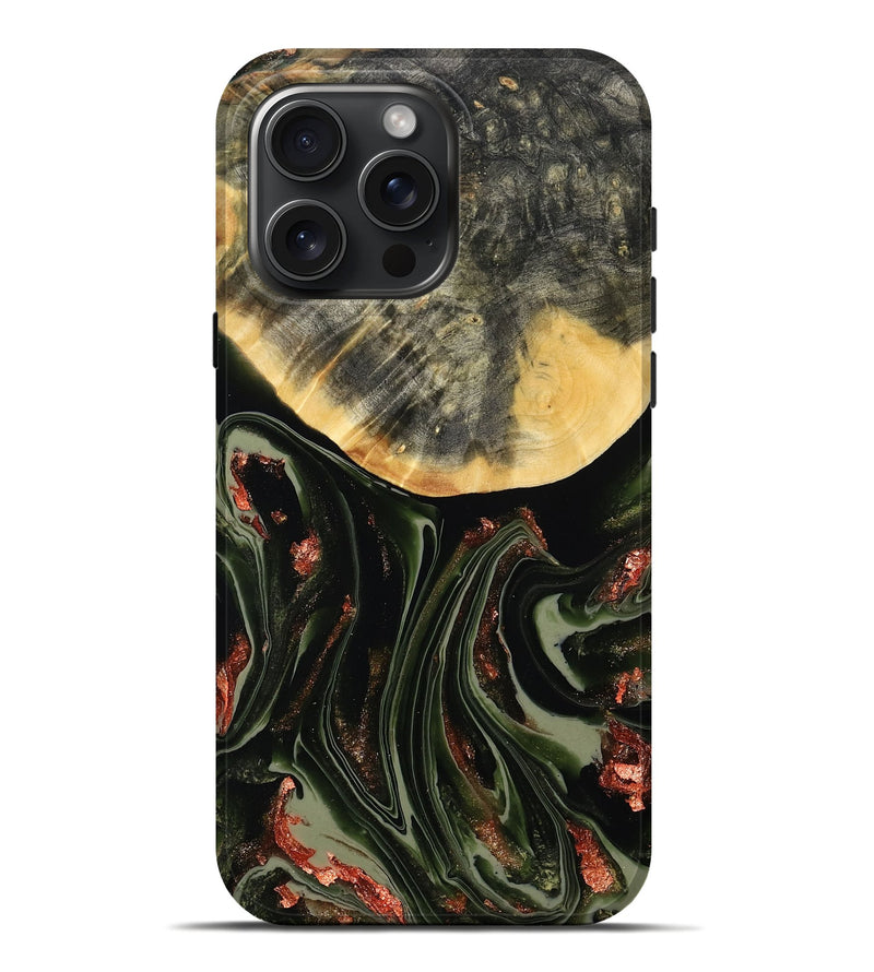 iPhone 16 Pro Max Wood Live Edge Phone Case - Tatyana (Green, 787760)