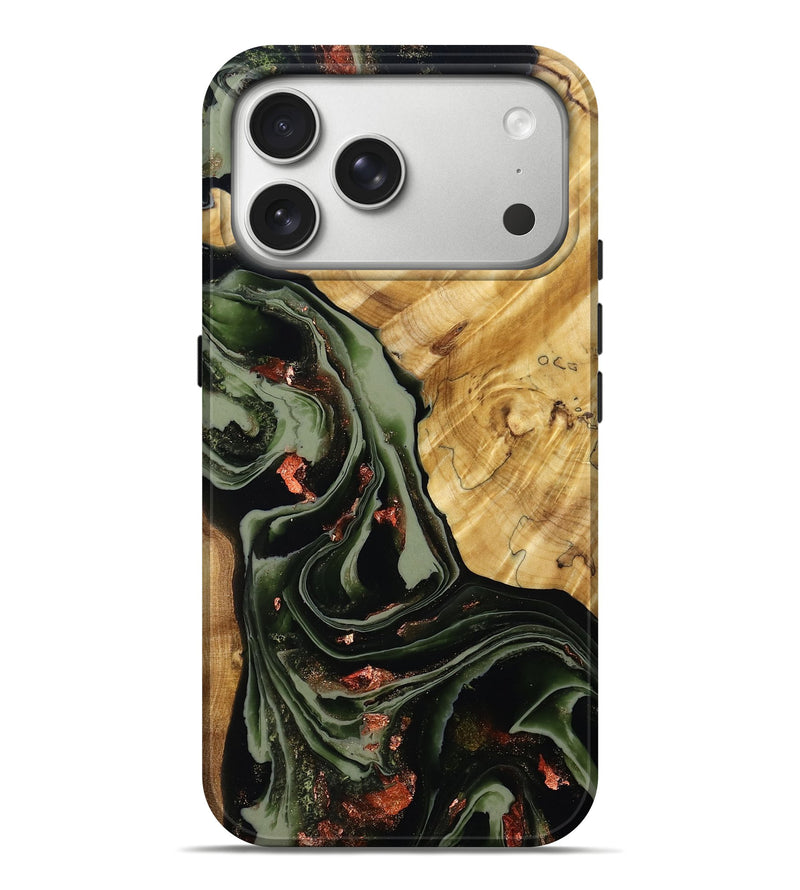 iPhone 17 Pro Max Wood Live Edge Phone Case - Ottis (Green, 787761)