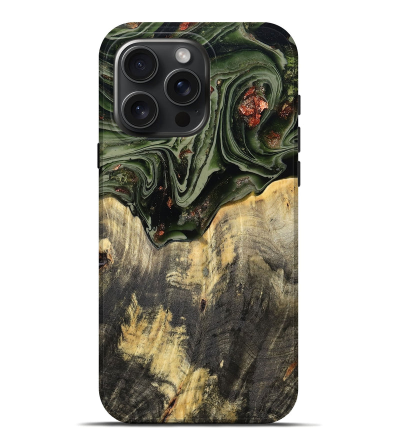 iPhone 16 Pro Max Wood Live Edge Phone Case - Annie (Green, 787762)