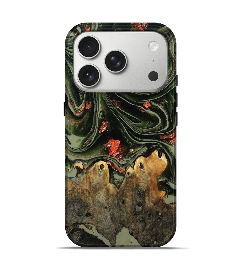 iPhone 17 Pro Wood Live Edge Phone Case - Zayla (Green, 787770)