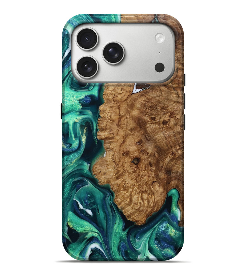 iPhone 17 Pro Max Wood Live Edge Phone Case - Deneen (Green, 787779)