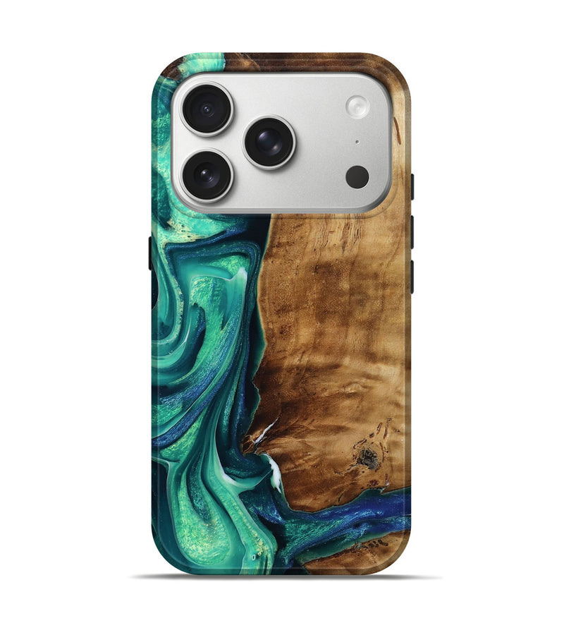 iPhone 17 Pro Wood Live Edge Phone Case - Mammie (Green, 787780)