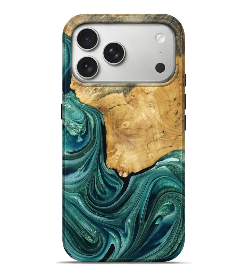 iPhone 17 Pro Max Wood Live Edge Phone Case - Osvaldo (Green, 787782)