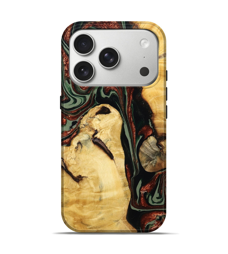 iPhone 17 Pro Wood Live Edge Phone Case - Aylin (Green, 787787)
