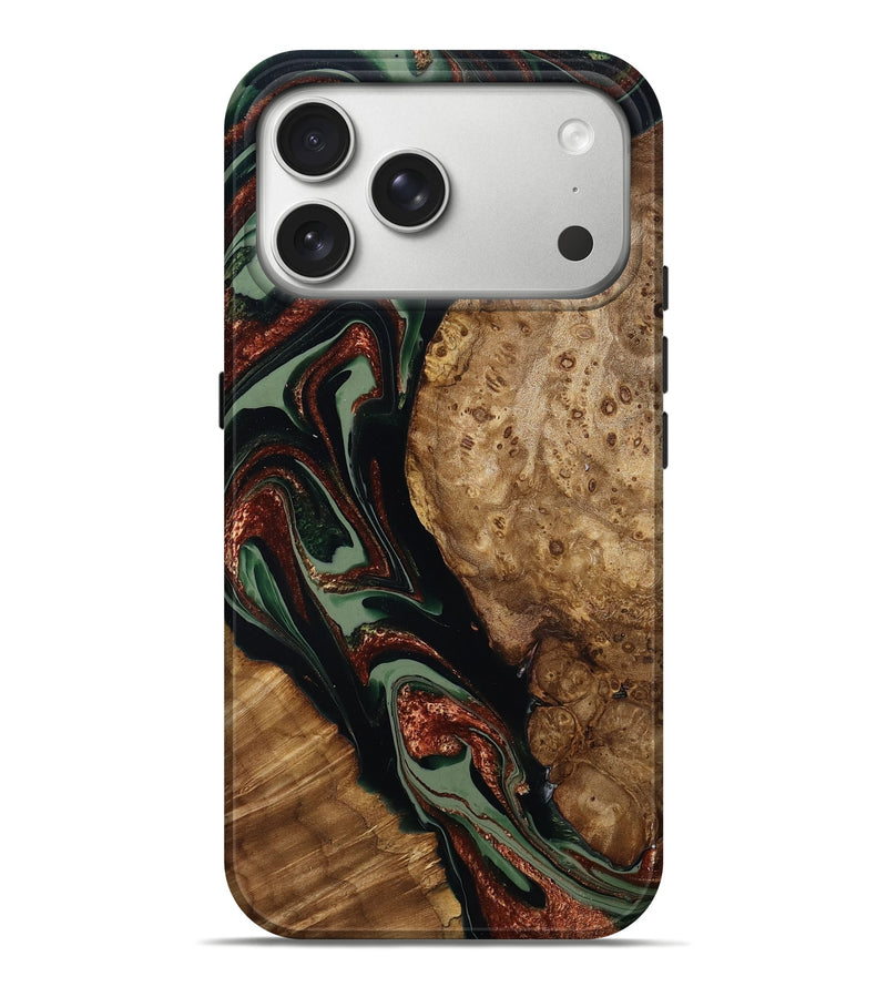 iPhone 17 Pro Max Wood Live Edge Phone Case - Corene (Green, 787788)